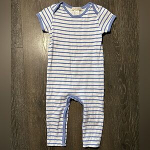 The Beaufort Bonnet Company Blue and White Striped Footie